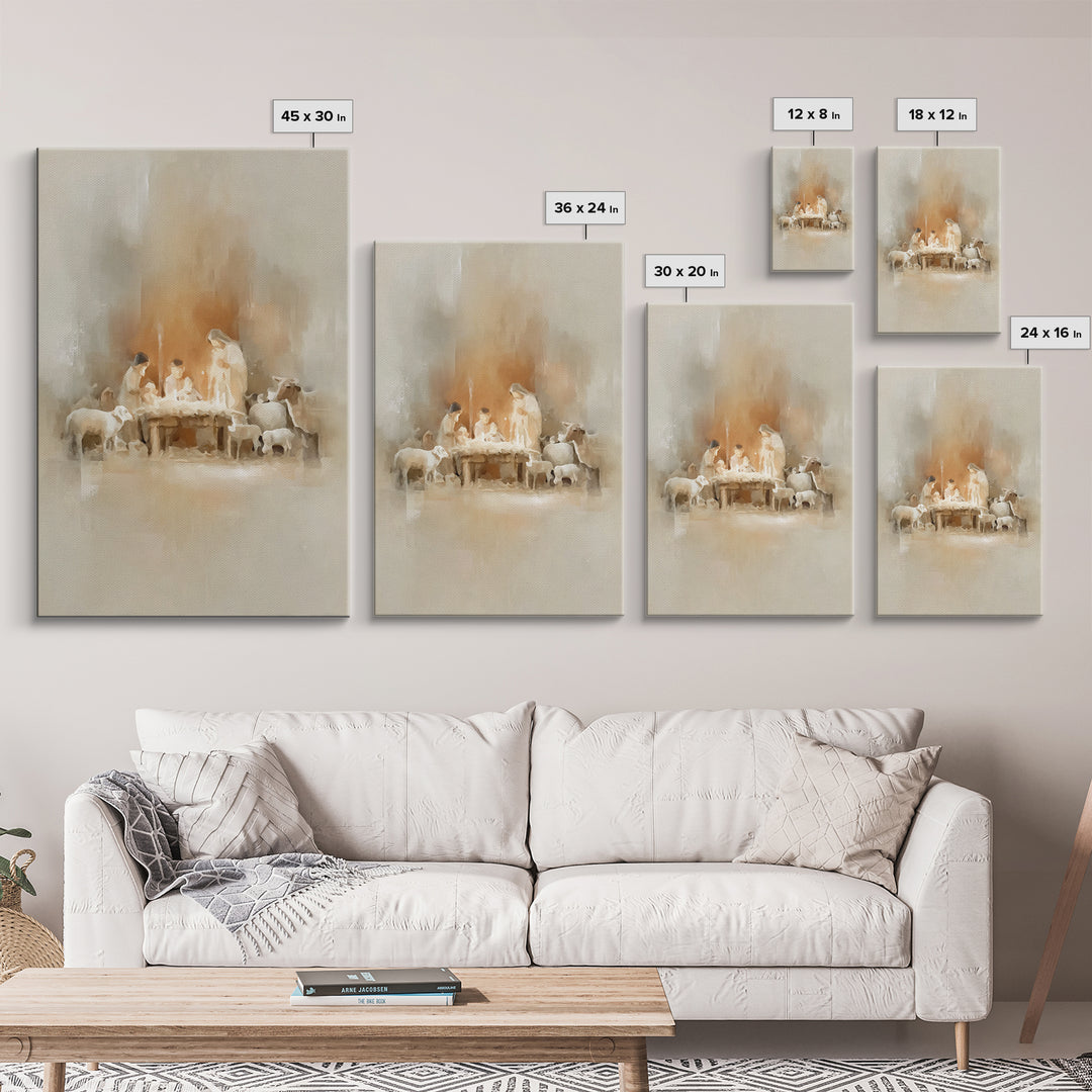 Holy Nativity – Framed Canvas Print – Christian Christmas Art – Christian Wall Art – Christmas Art Prints – Christian Decor – Christian Gif
