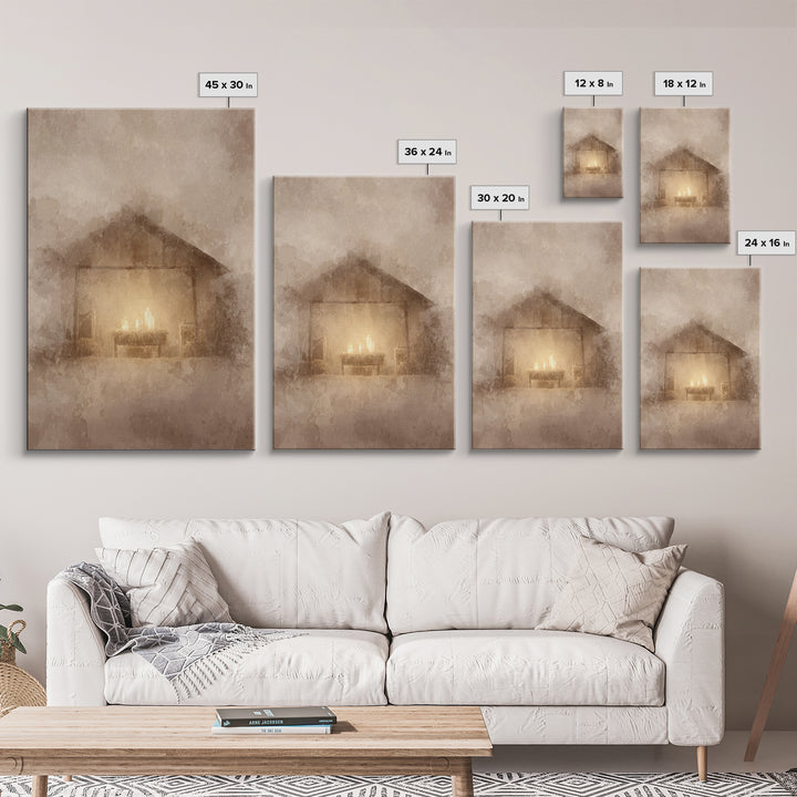 Silent Manger Light – Framed Canvas Print – Christian Christmas Art – Christian Art Canvas – Subtle Christian Art – Christmas Wall Art – Ch