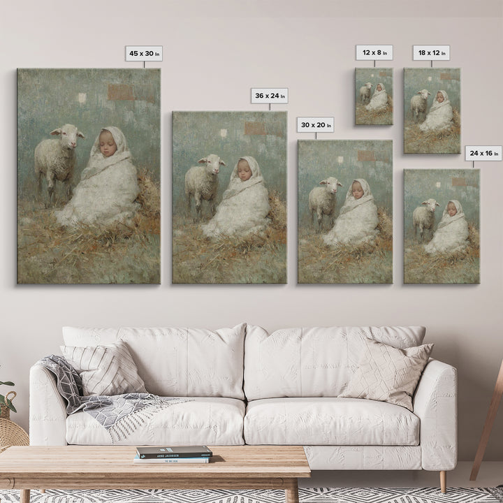 Little Lamb Peace – Framed Canvas Print – Christian Wall Art – Christian Art Canvas – Jesus Painting – Christian Christmas Art – Christmas