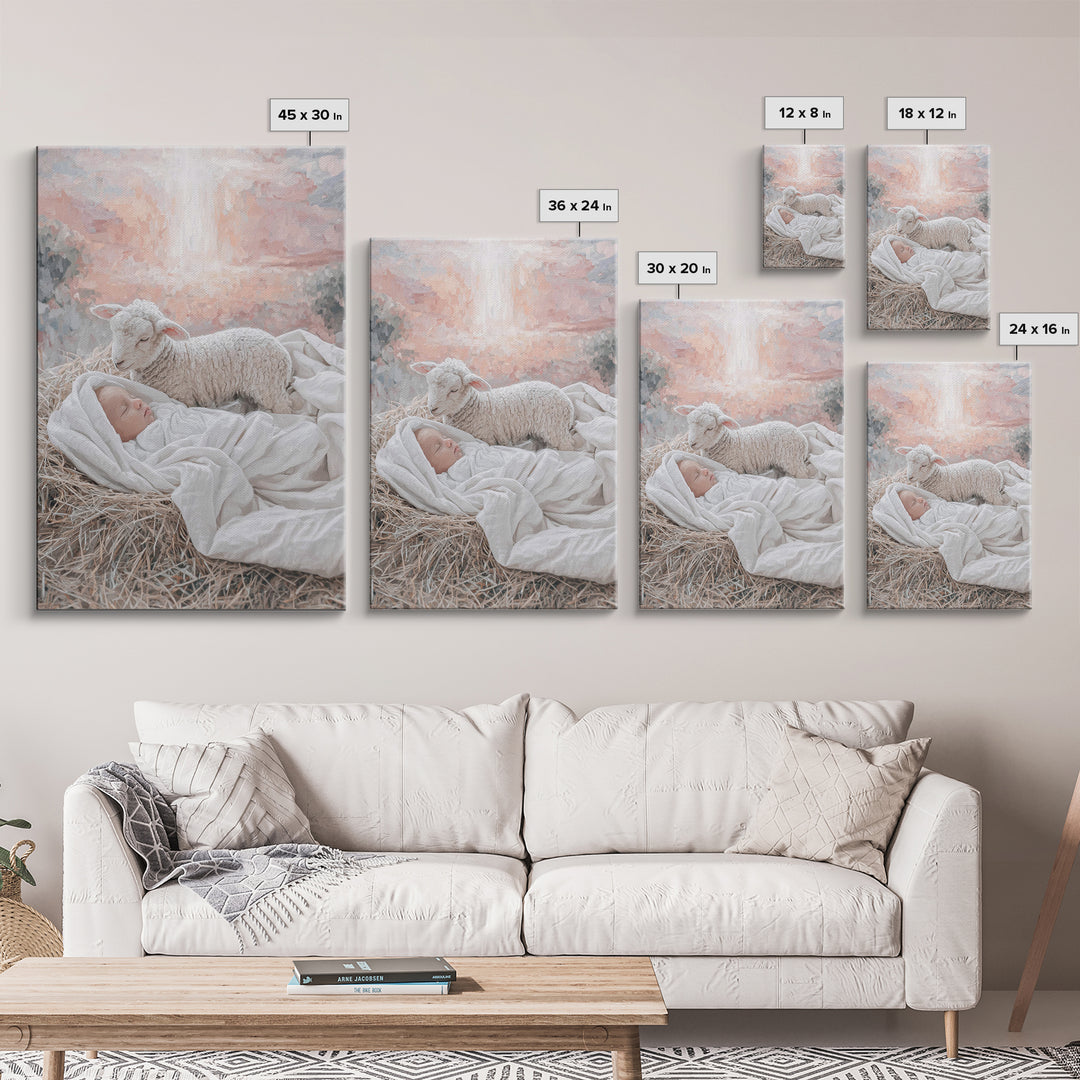 Divine Dawn Rest | Framed Canvas Print | Christian Art Canvas | Jesus Christmas Art | Christian Wall Art | Modern Christian Art | Christmas