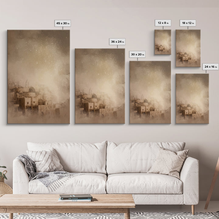 Holy City Morn – Framed Canvas Print – Christian Art Print – Christmas Canvas Wall Art – Christian Christmas Decorations – Christian Wall A