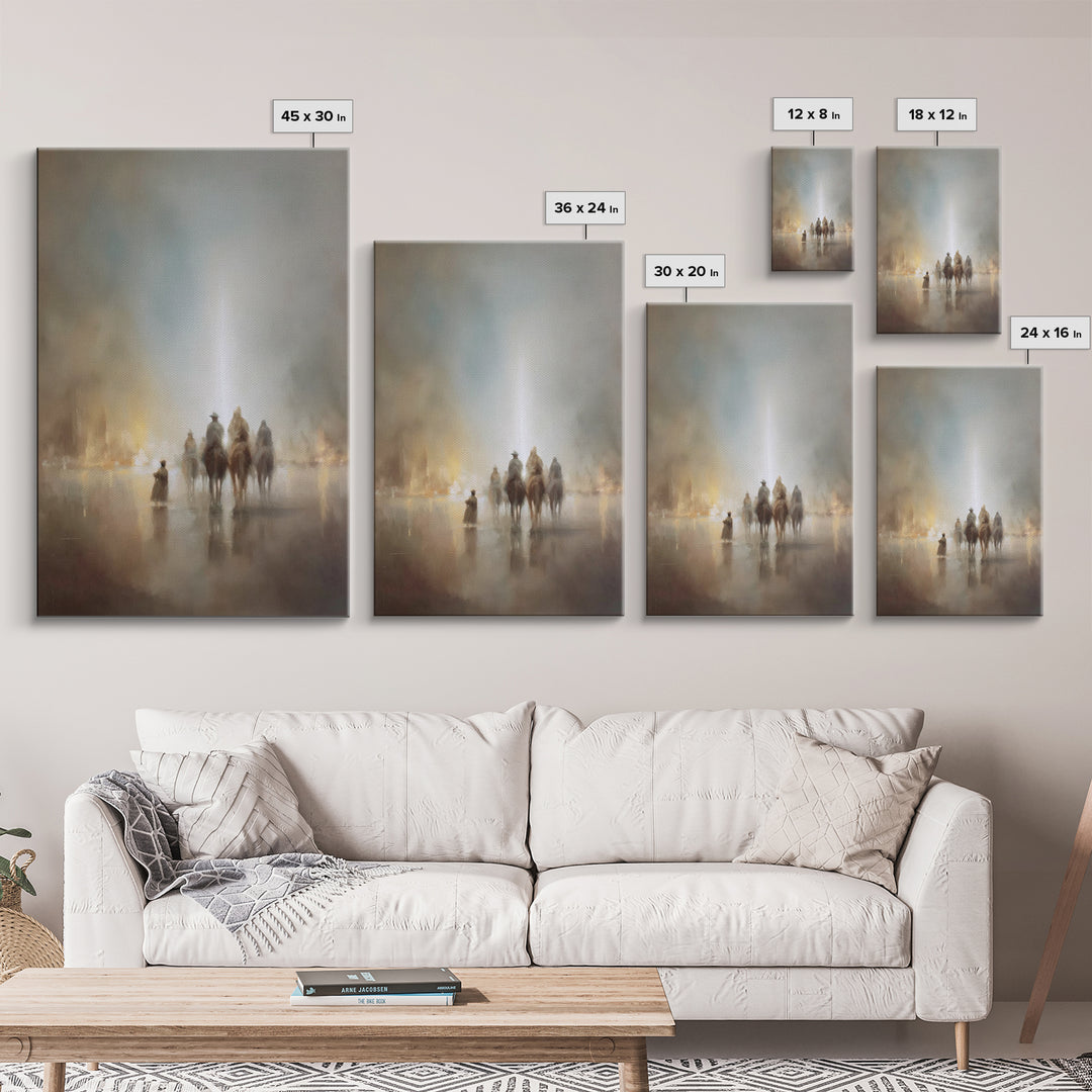 Mystic Pilgrims – Framed Canvas Print – Christian Art – Christmas Art Prints – Christian Wall Art – Jesus Christmas Art – Christian Canvas