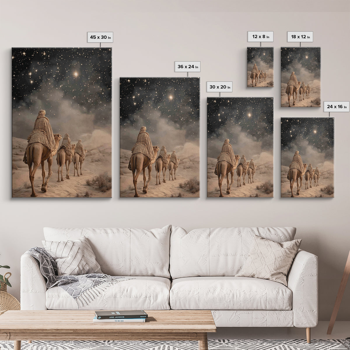 Night Star Path – Framed Canvas Print – Christian Christmas Art – Christian Wall Art – Christian Art Canvas – Jesus Painting – Christmas Ar