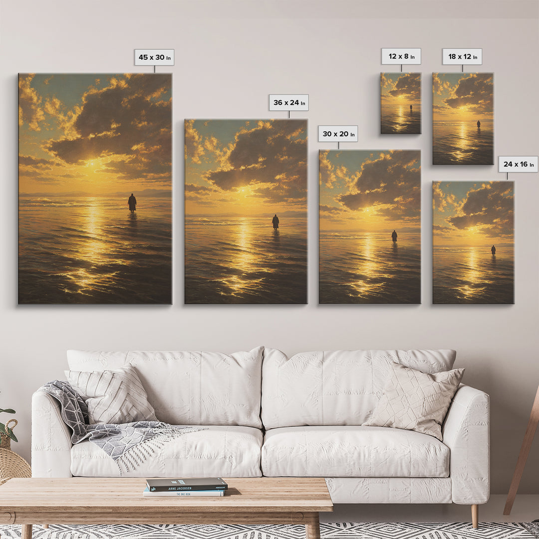 Golden Crossing – Framed Canvas Print – Christian Art Canvas – Jesus Painting – Christian Wall Art – Moody Christian Art – Christian Christ