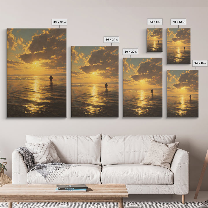 Golden Crossing – Framed Canvas Print – Christian Art Canvas – Jesus Painting – Christian Wall Art – Moody Christian Art – Christian Christ