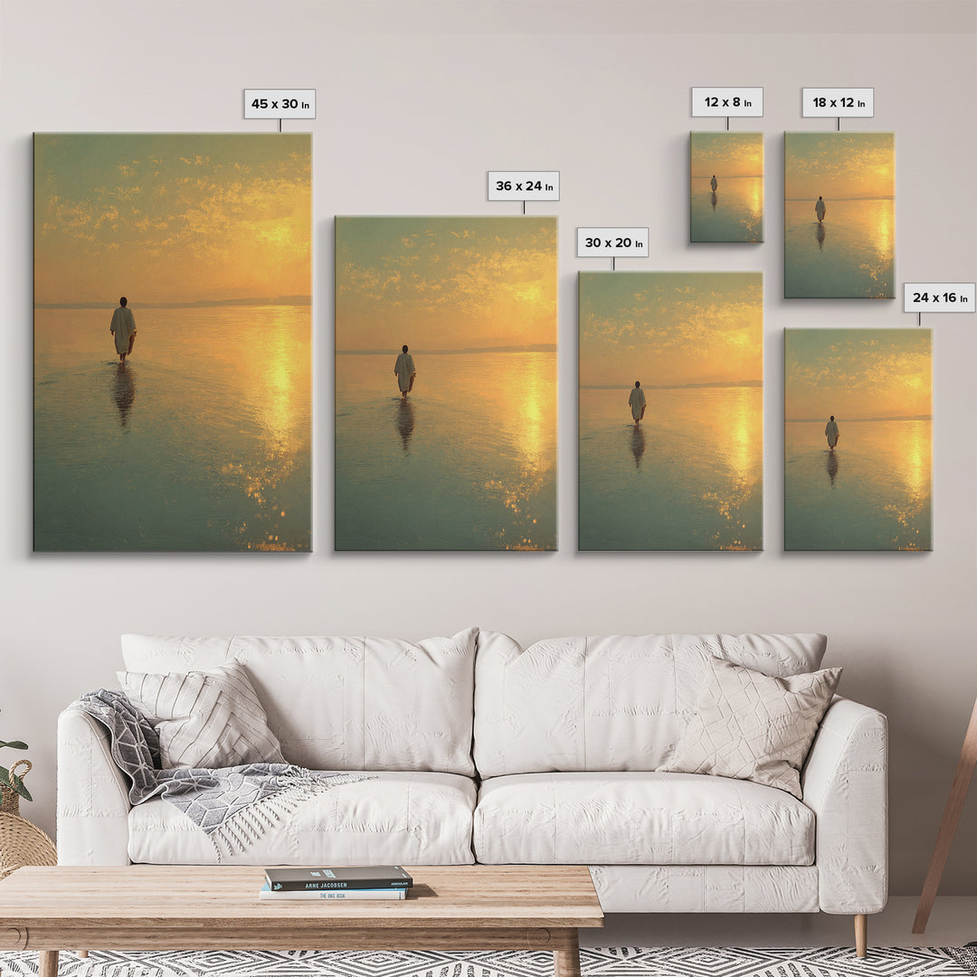Sunlit Path – Framed Canvas Print – Jesus Painting – Christian Wall Art – Christian Art Canvas – Modern Christian Painting – Christian Art
