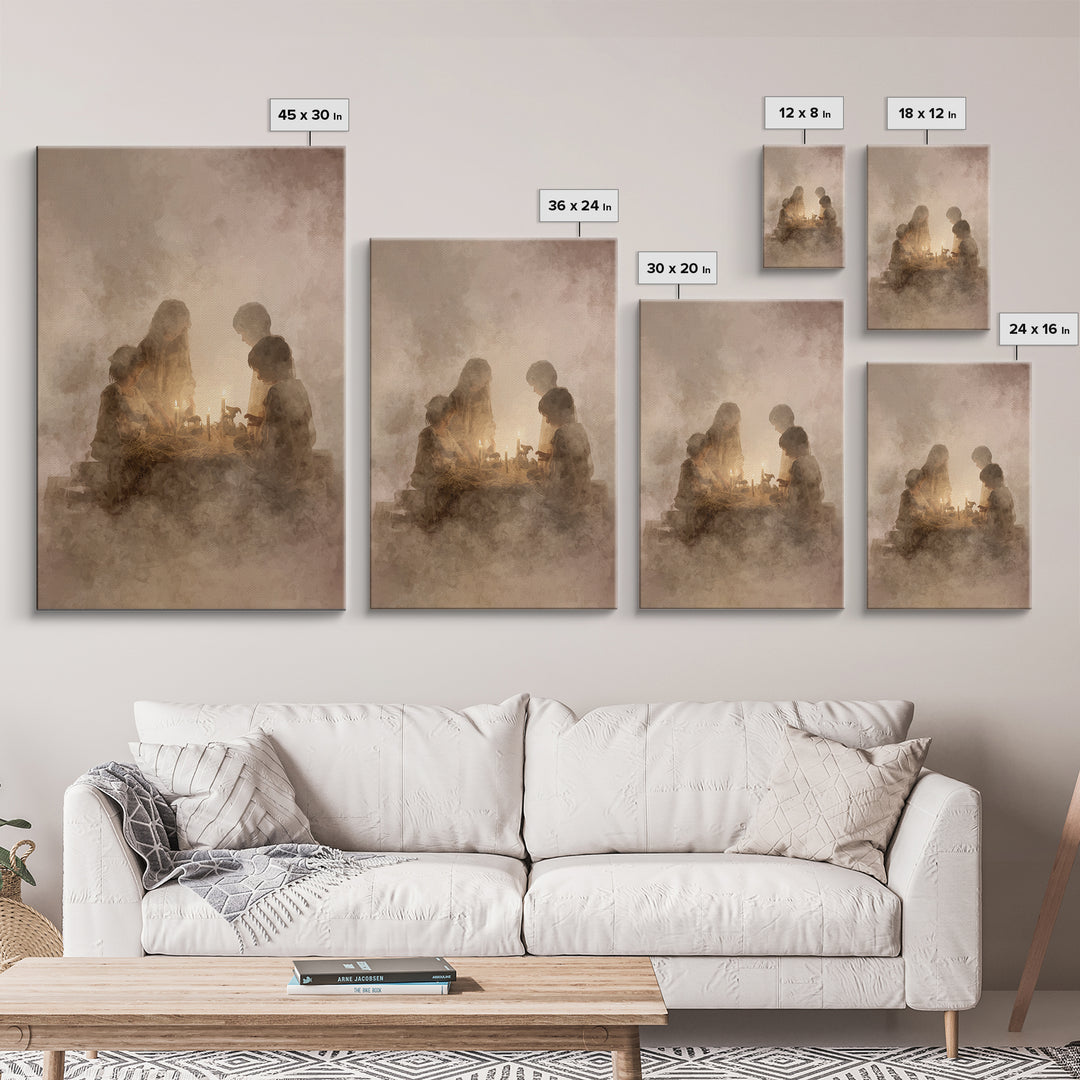 Bethlehem Candles – Framed Canvas Print – Christian Wall Art – Christian Christmas Decorations – Christian Art Canvas – Christmas Art – Chr