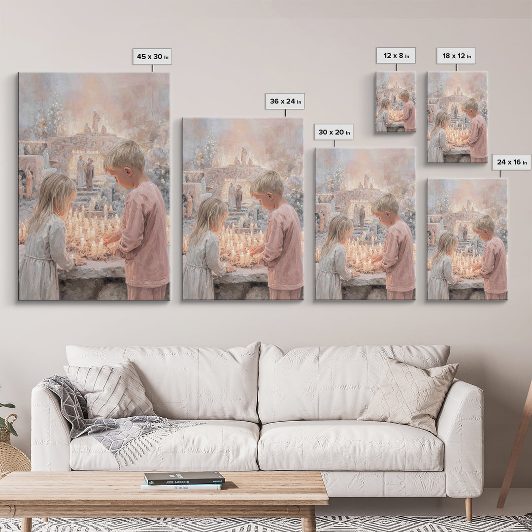 Starry Vigil – Framed Canvas Print – Christian Wall Art – Christian Christmas Art – Jesus Christmas Art – Christian Art Canvas – Christmas