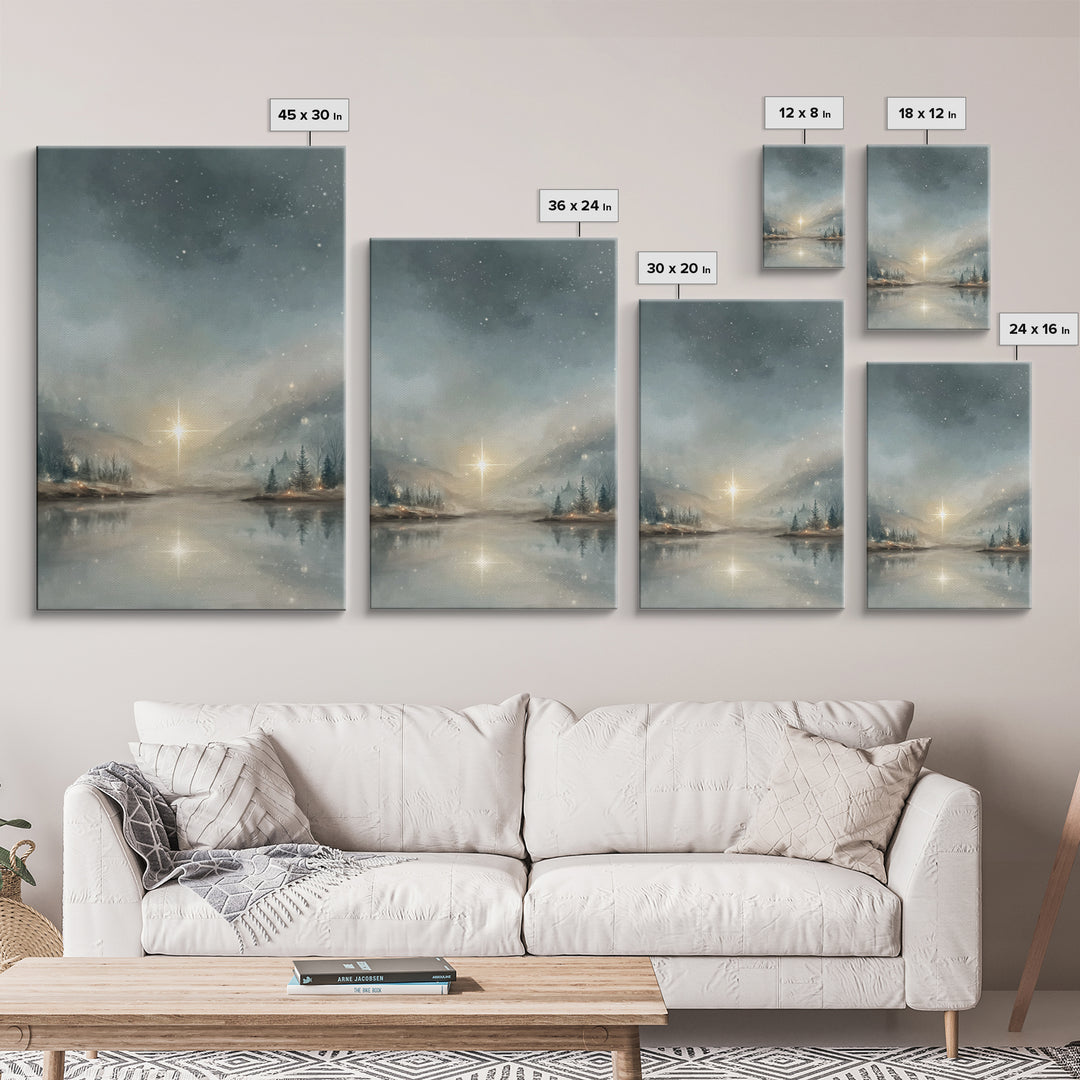 Guiding Star Reflections, Framed Canvas Print, Christian Art Canvas, Christmas Art Prints, Christian Wall Art, Modern Christian Art, Christ