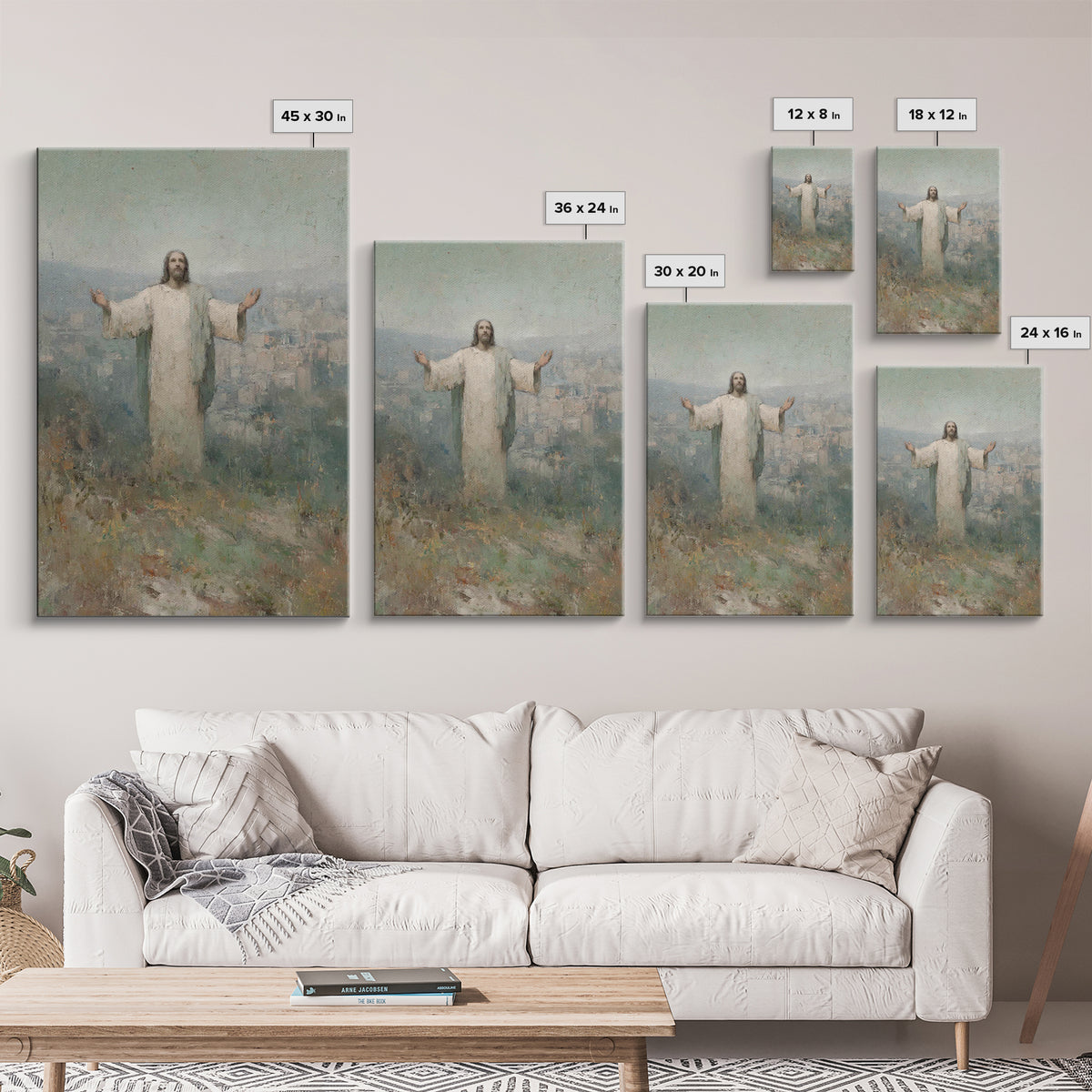 Hillside Blessing – Framed Canvas Print – Christian Art Painting – Jesus Wall Art – Modern Christian Art – Christmas Art Prints – Christian
