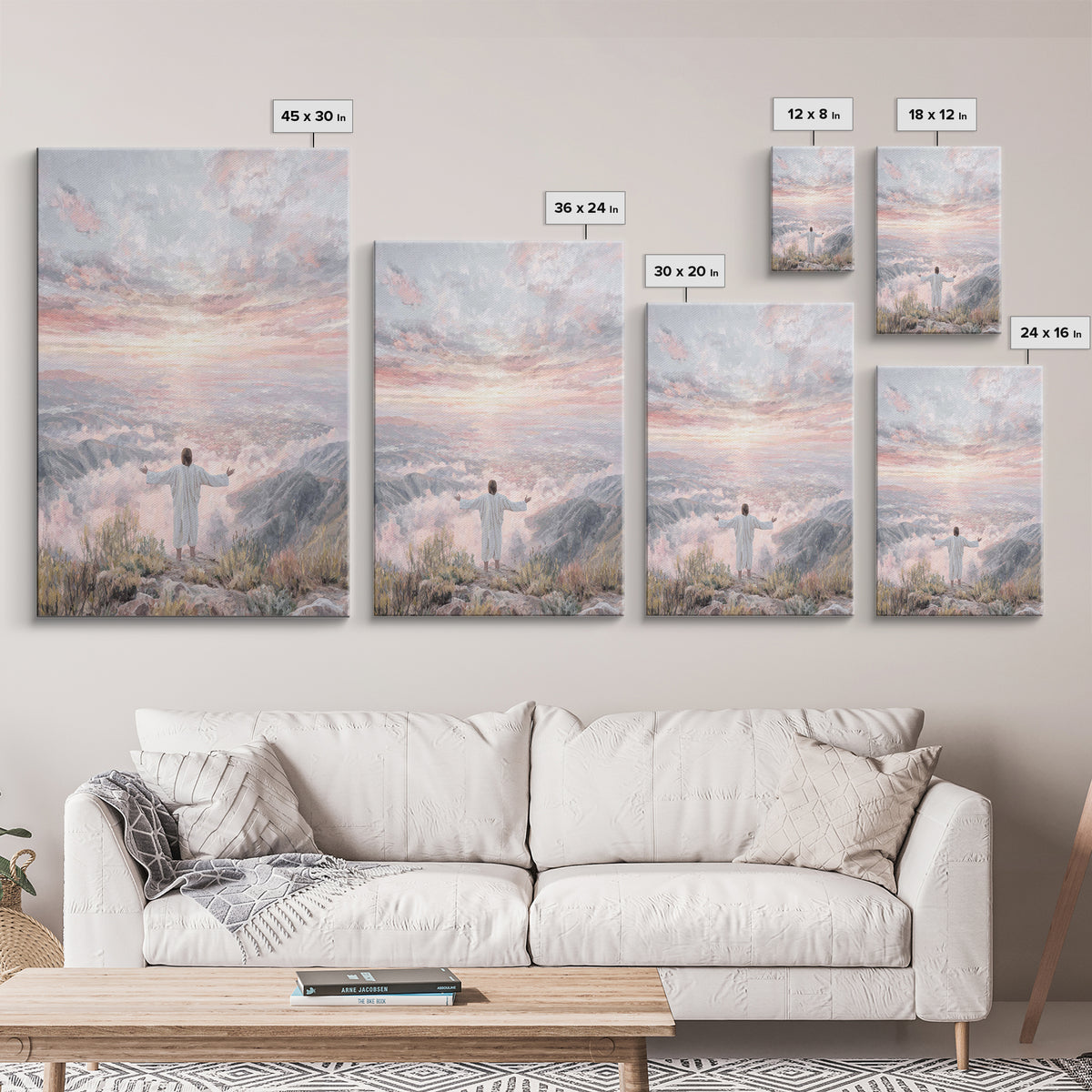 Dawn Summit Prayer – Framed Canvas Print – Christian Art Canvas – Jesus Painting – Christian Christmas Art – Christian Wall Art – Christmas