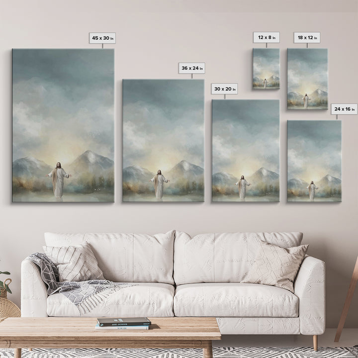 Mountain Light Mercy – Framed Canvas Print – Jesus Painting – Christian Wall Art – Christian Art Print – Christmas Art – Christian Decorati