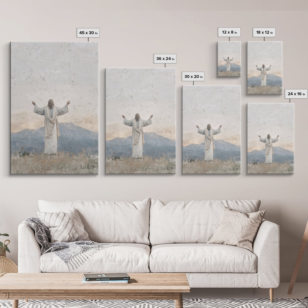 Silent Peak Devotion – Framed Canvas Print – Christian Art Canvas – Jesus Wall Art – Subtle Christian Art – Christmas Art Work – Christian