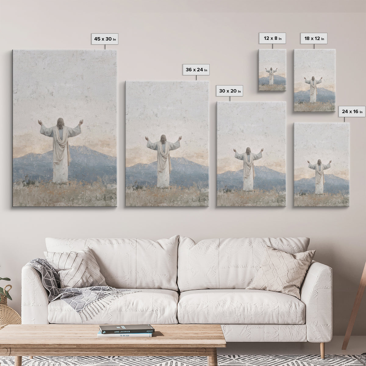 Silent Peak Devotion – Framed Canvas Print – Christian Art Canvas – Jesus Wall Art – Subtle Christian Art – Christmas Art Work – Christian
