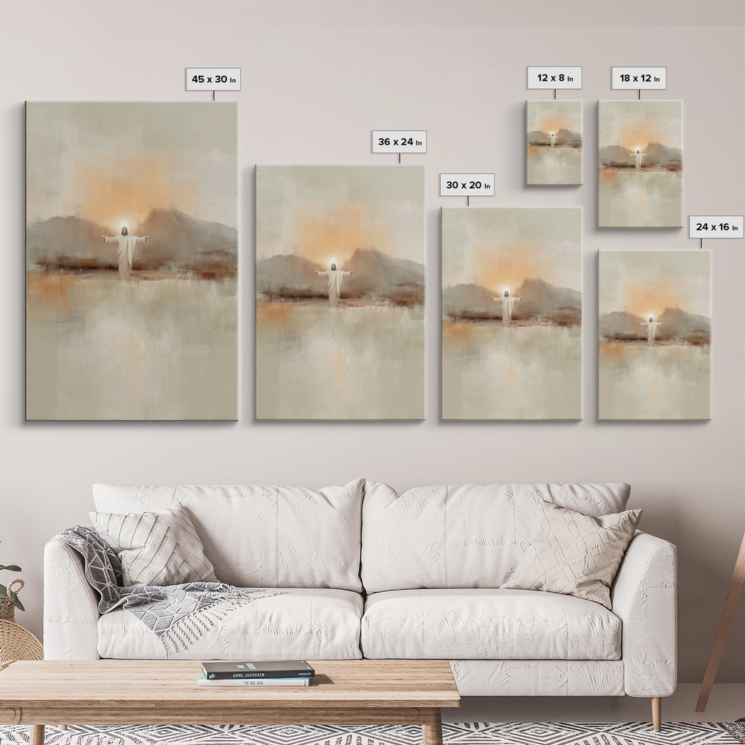 Dawn Of Mercy – Framed Canvas Print – Christian Wall Art – Jesus Painting – Christian Art Canvas – Minimalist Christian Art – Christian Dec