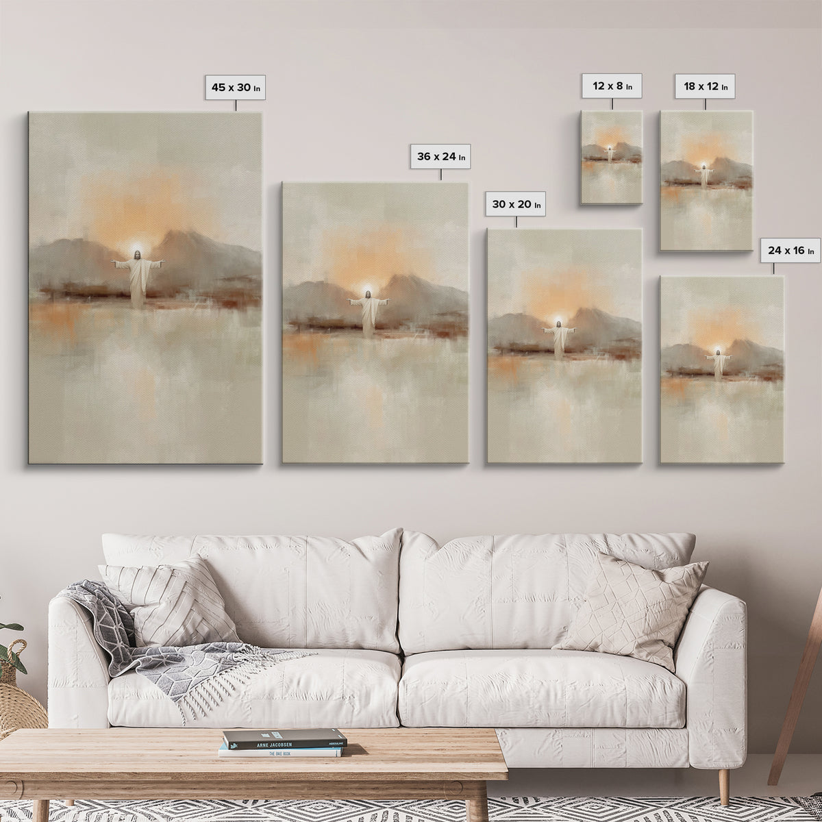 Dawn Of Mercy – Framed Canvas Print – Christian Wall Art – Jesus Painting – Christian Art Canvas – Minimalist Christian Art – Christian Dec