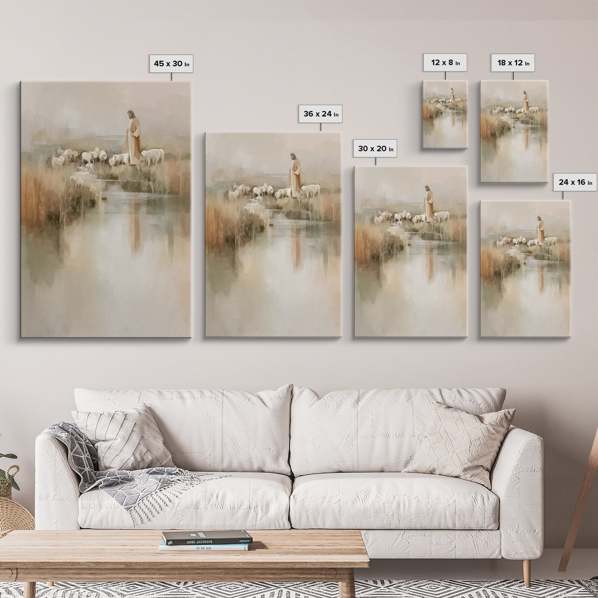 Quiet Shepherd Peace, Framed Canvas Print, Christian Wall Art, Jesus Painting, Christian Art Canvas, Subtle Christian Art, Christian Gift