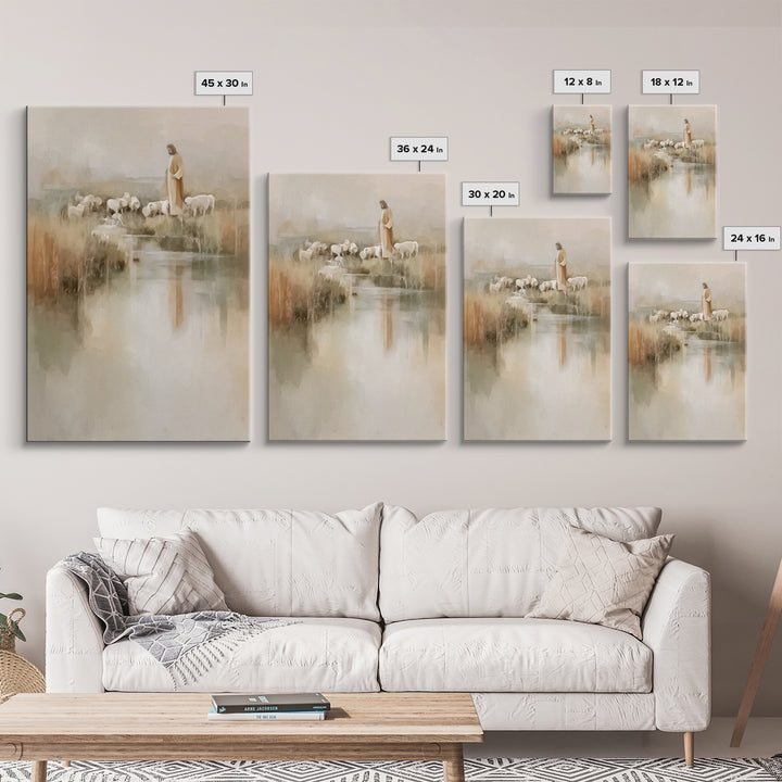 Quiet Shepherd Peace, Framed Canvas Print, Christian Wall Art, Jesus Painting, Christian Art Canvas, Subtle Christian Art, Christian Gift