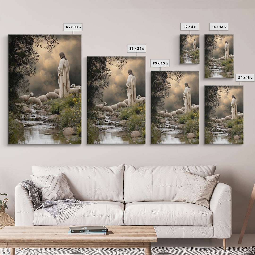 Autumn Pasture Grace – Framed Canvas Print – Christian Wall Art – Jesus Painting – Modern Christian Art – Christian Art Canvas – Christian