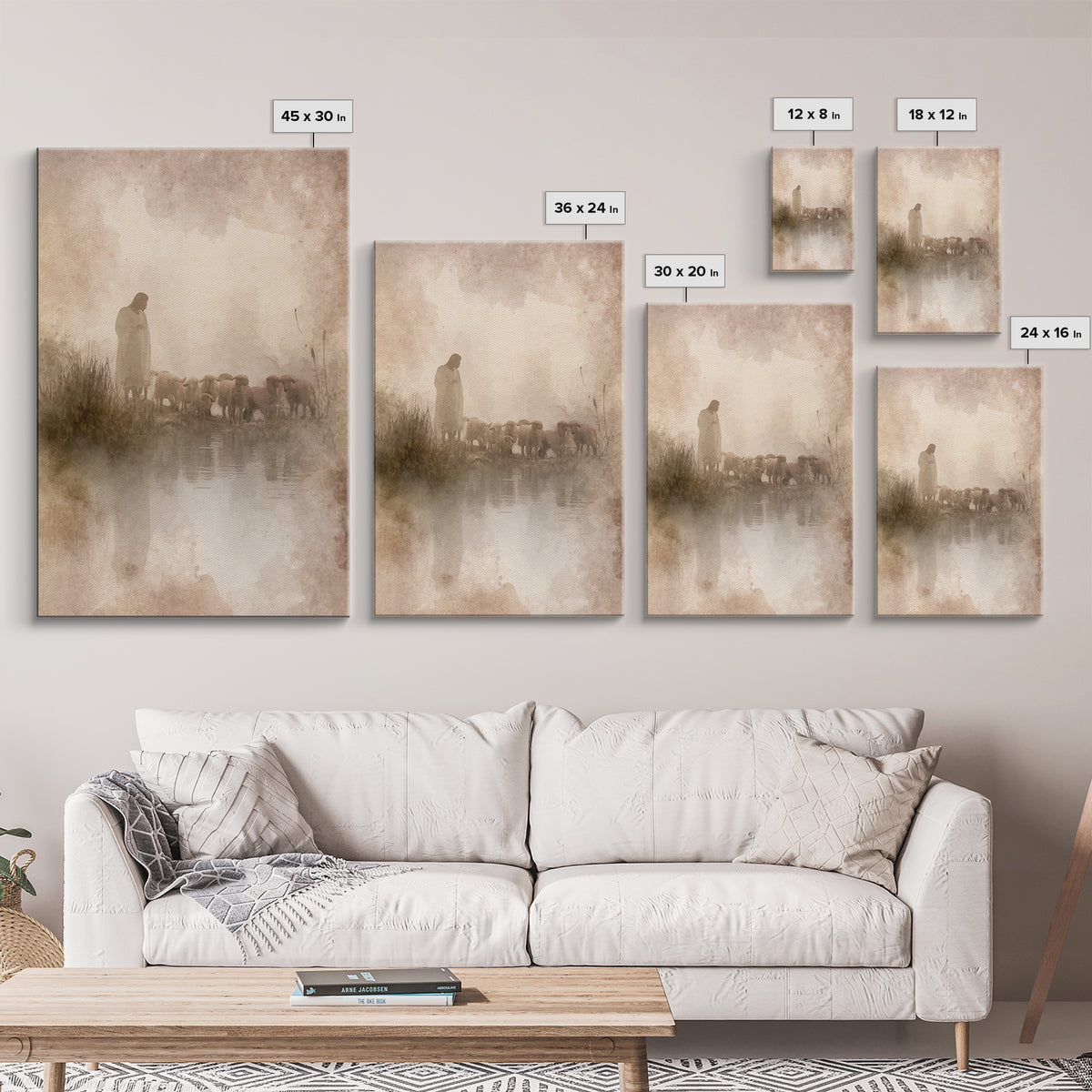 Storm Shepherd Vigil, Framed Canvas Print, Jesus Painting Canvas, Christian Wall Art, Moody Christian Art, Christian Art Print, Christian D