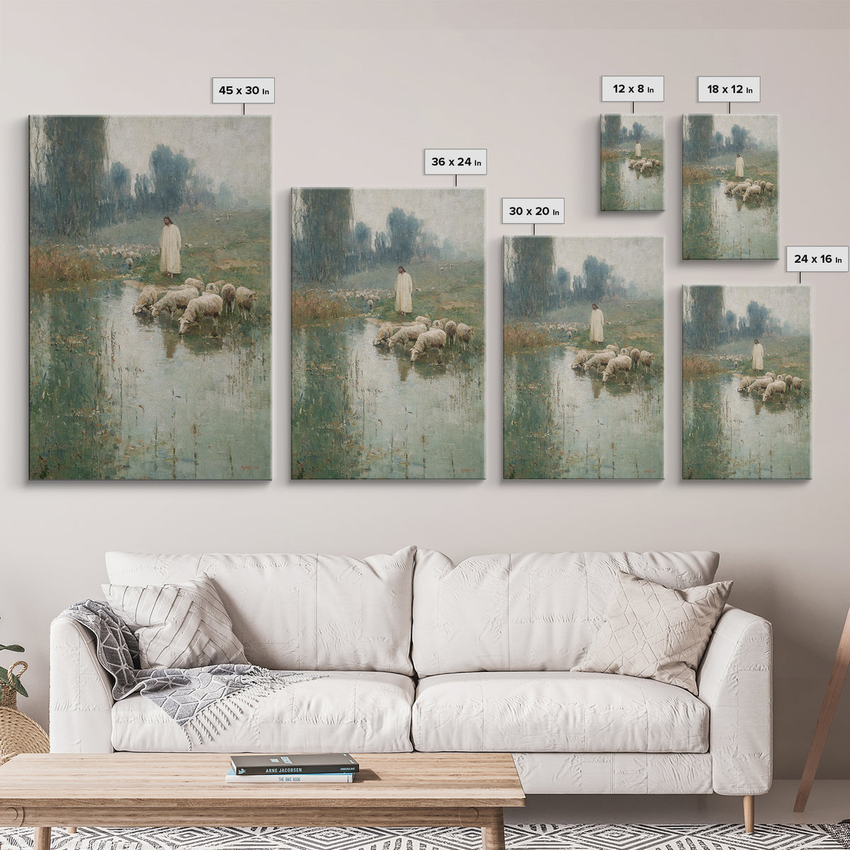 Gentle Meadow Guide – Framed Canvas Print – Subtle Christian Art – Jesus Wall Art – Christian Art Canvas – Christian Gift – Christian Art P