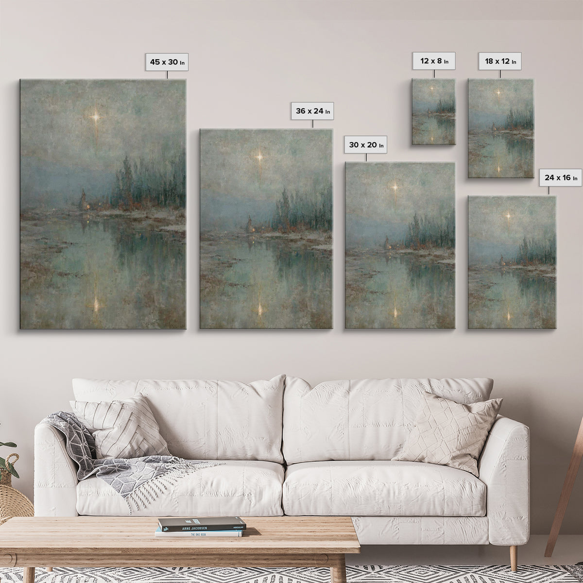 Light Over Still Waters | Framed Canvas Print | Christian Art Canvas | Christian Wall Art | Vintage Christian Art | Christmas Art Prints |