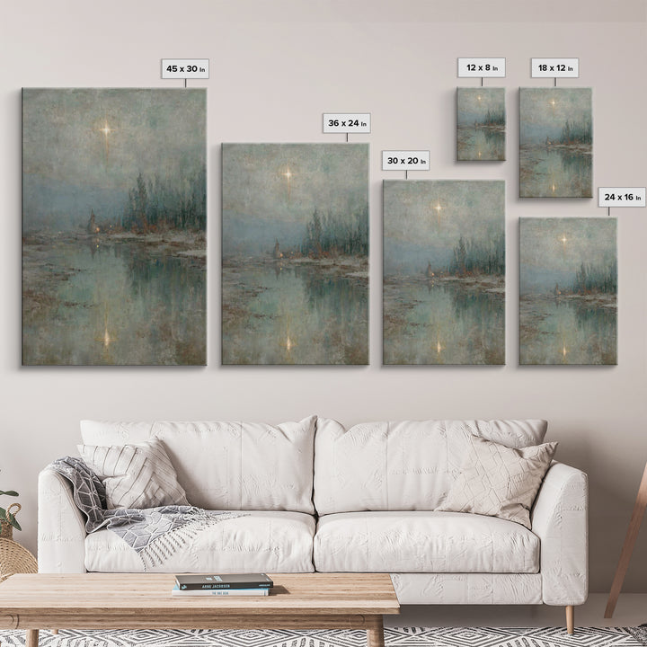 Light Over Still Waters | Framed Canvas Print | Christian Art Canvas | Christian Wall Art | Vintage Christian Art | Christmas Art Prints |