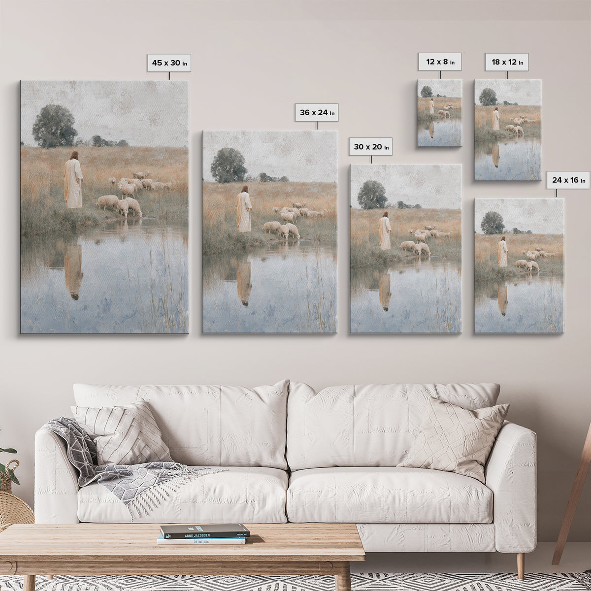 Fieldside Shepherd Hope | Framed Canvas Print | Christian Wall Art | Jesus Art Print | Christian Art Canvas | Modern Christian Art | Christ