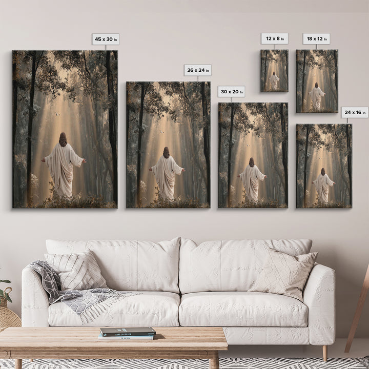 Radiant Forest Grace – Framed Canvas Print – Christian Art Canvas – Christian Wall Art – Jesus Painting – Large Christian Painting