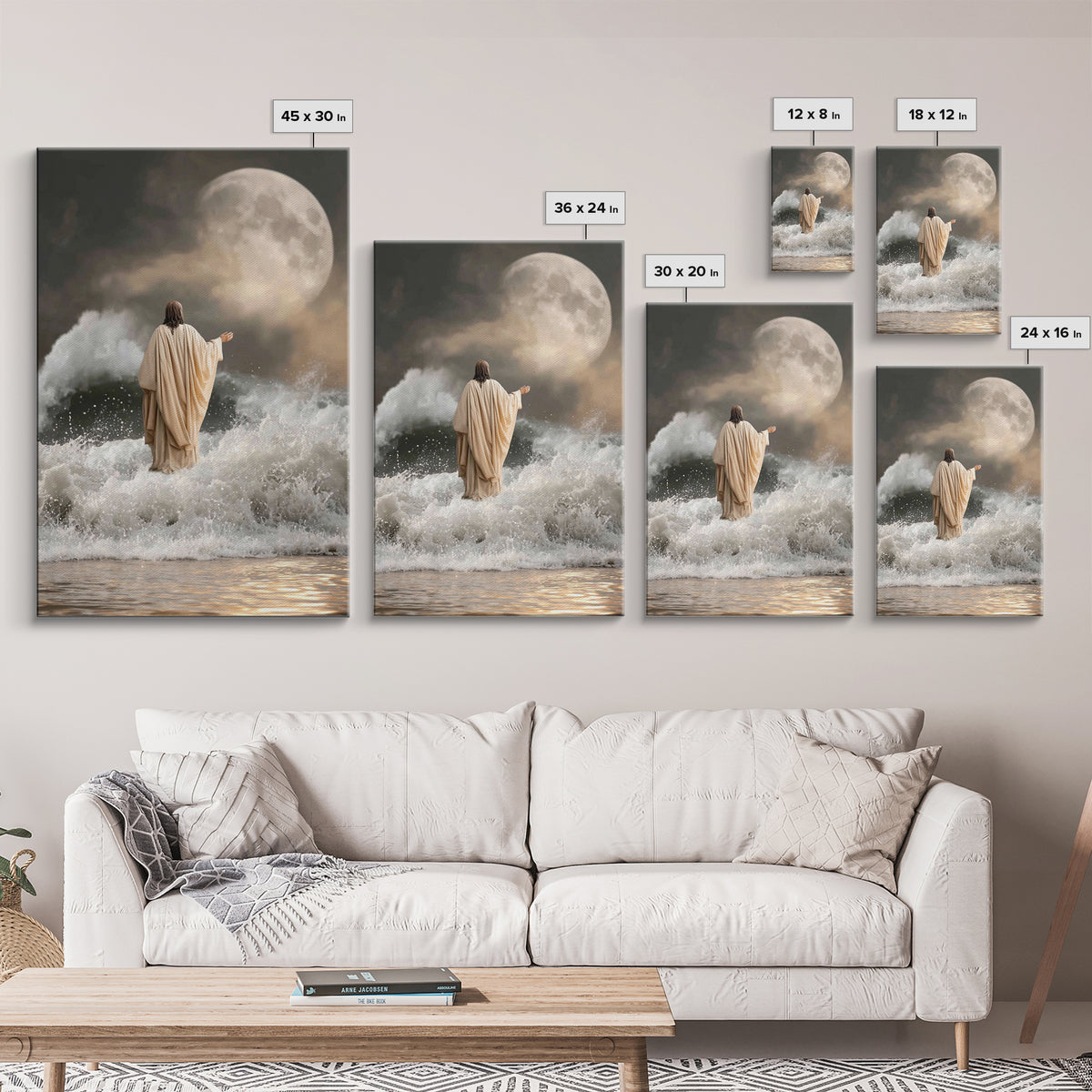 Moonlit Calvary Glory | Framed Canvas Print | Christian Wall Art | Christian Christmas Art | Christian Art Canvas | Christian Decor