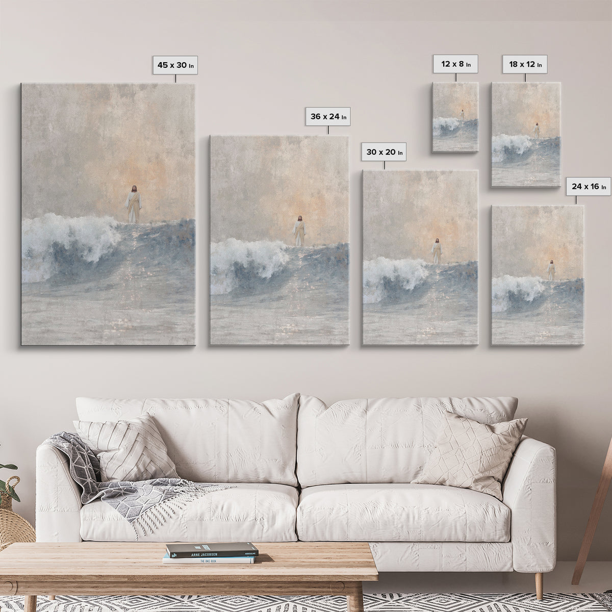 Waves Of Majesty, Framed Canvas Print, Jesus Painting, Christian Wall Art, Christian Art Canvas, Modern Christian Art