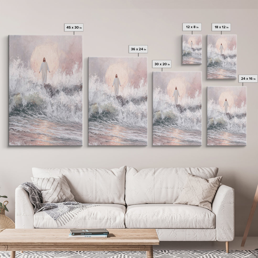 Moonrise of Peace – Framed Canvas Print – Christian Wall Art – Jesus Painting – Christian Art Canvas – Modern Christian Art