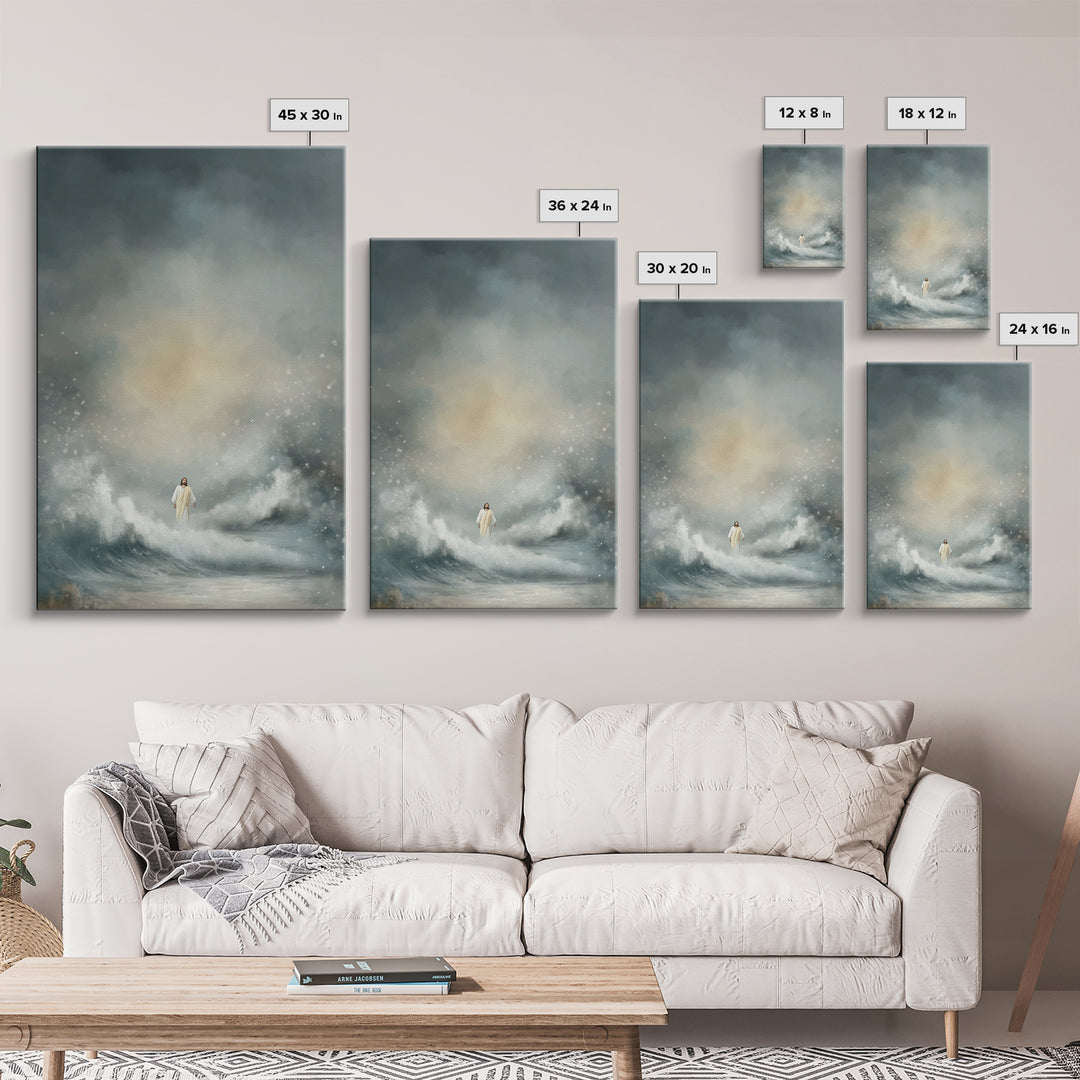 Stormlight Promise | Framed Canvas Print | Christian Art Canvas | Jesus Painting | Moody Christian Art | Christian Wall Art