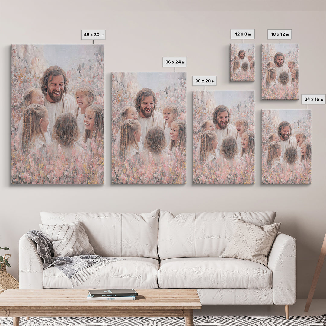 Joyful Garden Grace – Framed Canvas Print – Christian Art Canvas – Christian Gift Ideas – Jesus Painting – Christian Wall Art