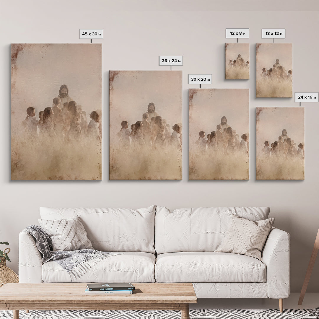 Children of Heaven, Framed Canvas Print, Christian Art Canvas, Christian Wall Art, Jesus Painting, Christian Art Prints