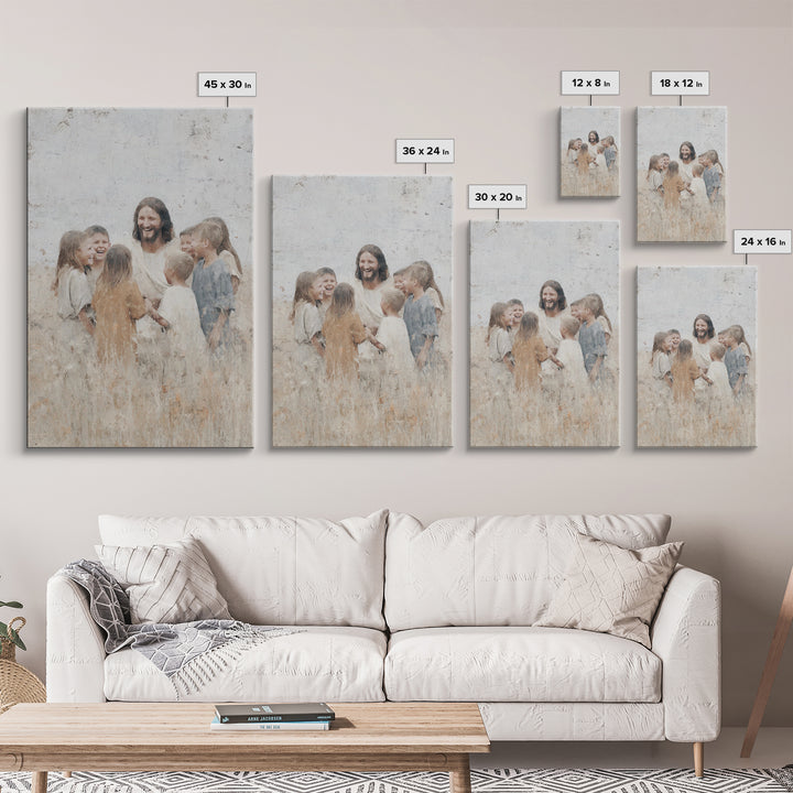 Gathered in Light, Framed Canvas Print, Christian Art Canvas, Jesus Painting, Christian Wall Art, Unique Christian Art