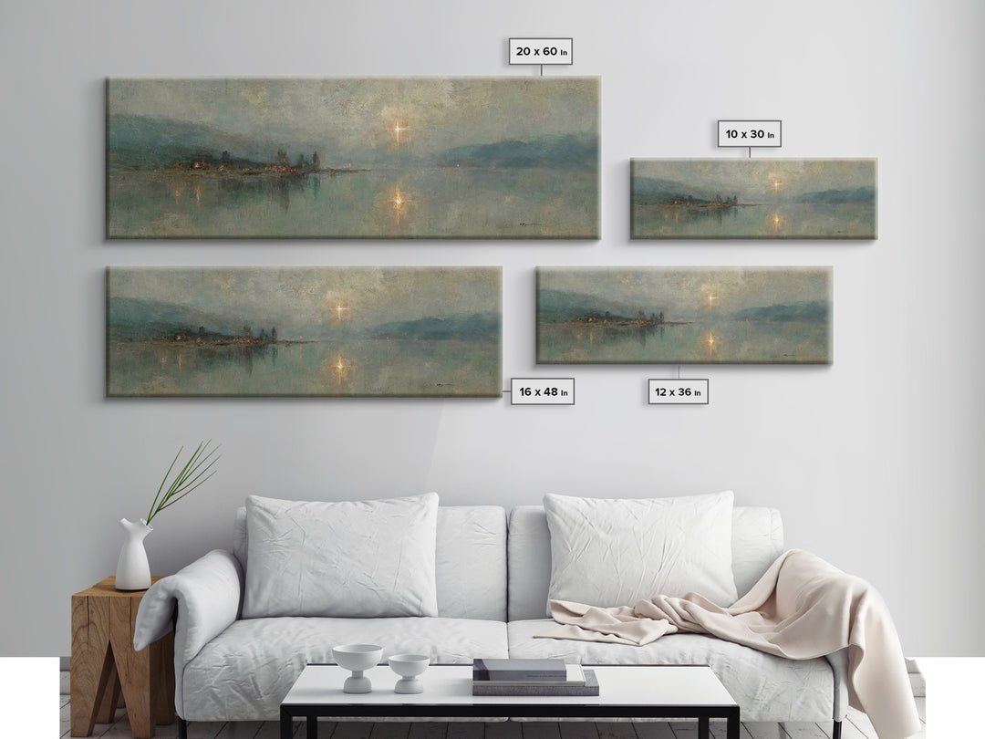 Midnight Bethlehem Light – Framed Canvas Print – Panoramic Art – Christian Wall Art – Christian Art Canvas – Christmas Art – Modern Christi