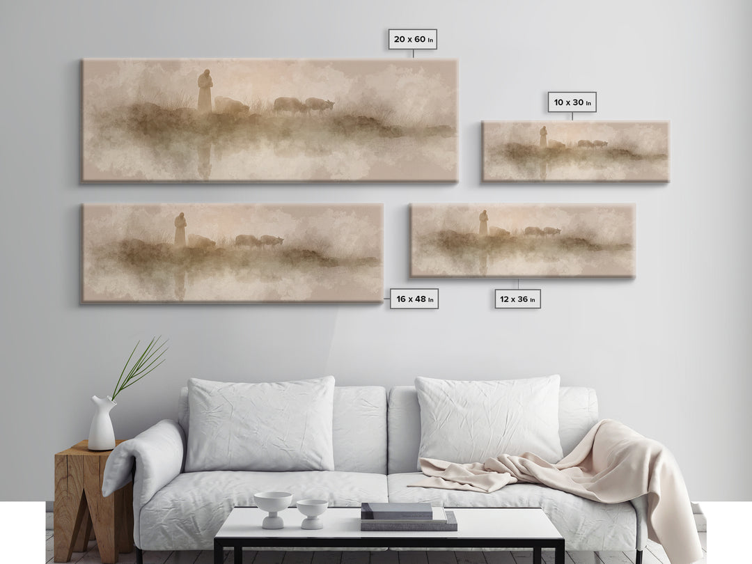 Silent Morning Watch – Framed Canvas Print – Panoramic Print – Christian Art Canvas – Jesus Painting – Christian Art
