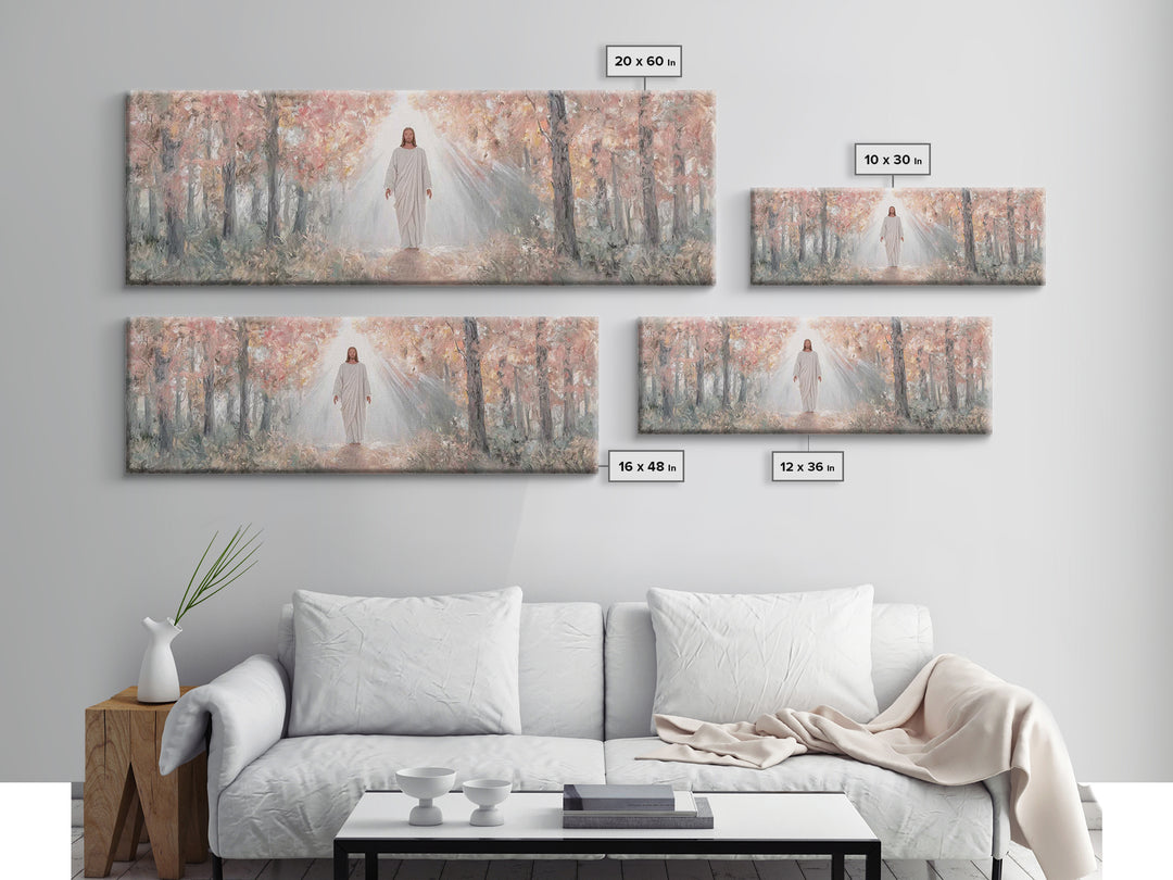 Radiant Savior Path, Framed Canvas Print, Christian Wall Art, Jesus Painting, Panoramic Art, Christmas Wall Art