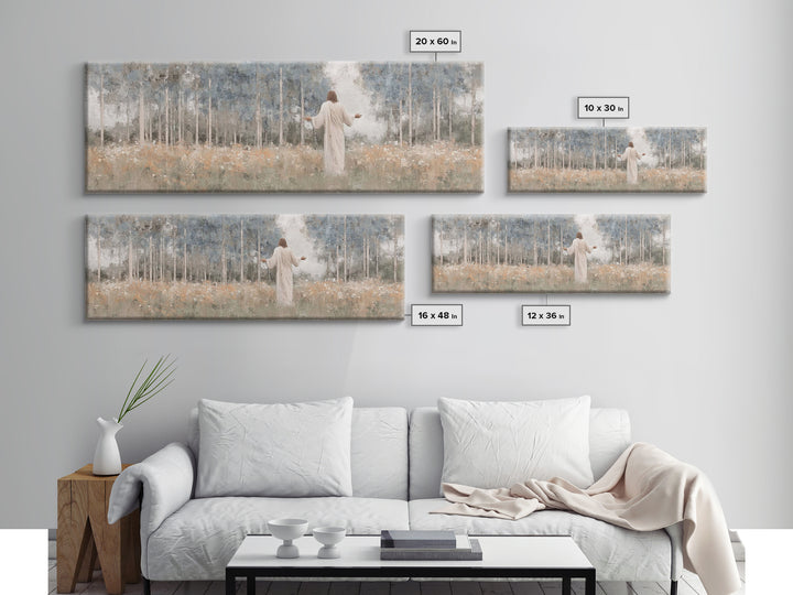 Garden Of Grace | Framed Canvas Print | Christian Art Canvas | Panoramic Print | Jesus Painting | Christian Decor