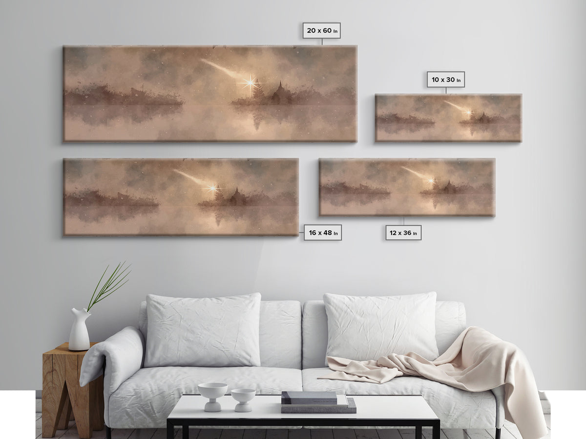 The Guiding Star – Framed Canvas Print – Panoramic Wall Art – Christian Wall Art – Christian Art Canvas – Christmas Art – Jesus Painting