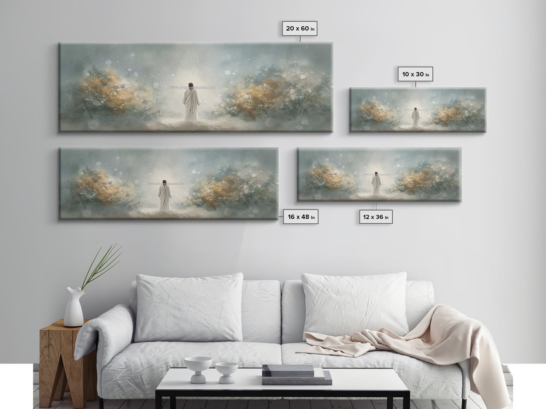 Heavenly Dawn Rise – Framed Canvas Print – Christian Art Canvas – Jesus Painting – Panoramic Frame – Christmas Art