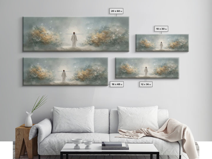 Heavenly Dawn Rise – Framed Canvas Print – Christian Art Canvas – Jesus Painting – Panoramic Frame – Christmas Art
