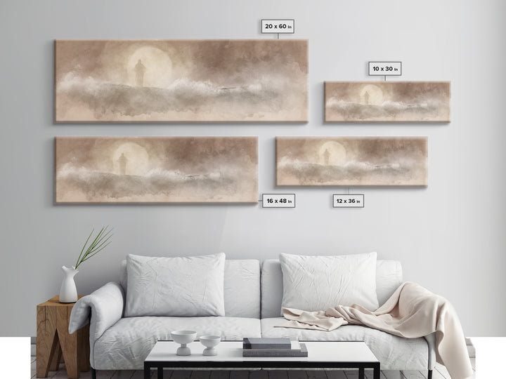 Calm Of The Storm – Framed Canvas Print – Panoramic Art – Christian Wall Art – Jesus Painting – Christian Art Canvas – Christian Gift