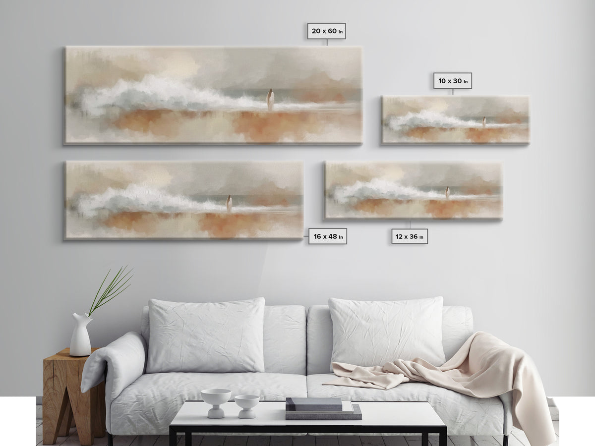Shoreline Of Hope, Framed Canvas Print, Christian Art Canvas, Panoramic Wall Art, Jesus Painting, Modern Christian Art, Christian Gift Idea
