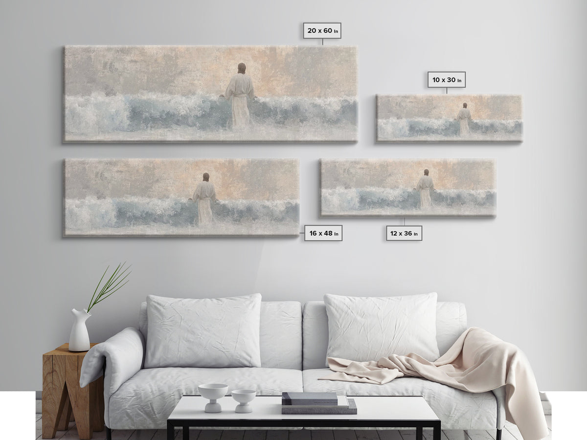 Waves Of Salvation – Framed Canvas Print – Christian Art – Jesus Canvas Art – Panoramic Wall Art – Christian Painting – Christian Gift Idea
