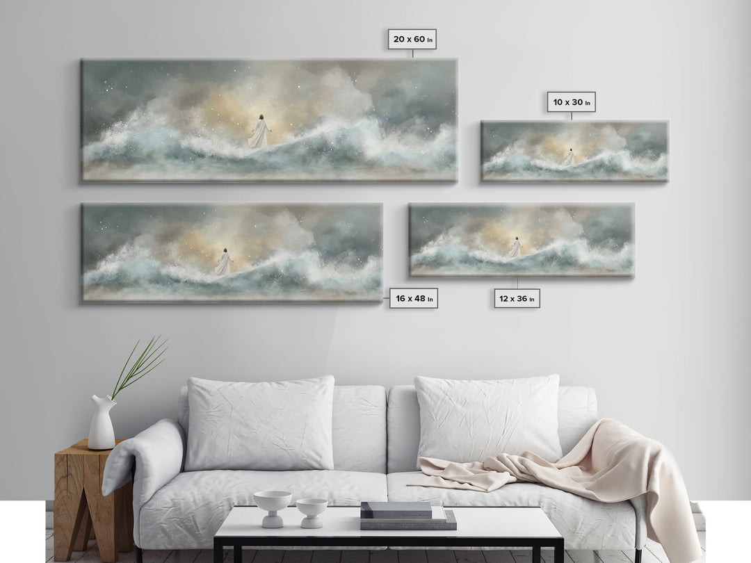 Eternal Wave Dawn – Framed Canvas Print – Christian Art Canvas – Panoramic Painting – Jesus Wall Art – Christian Art – Christian Gift