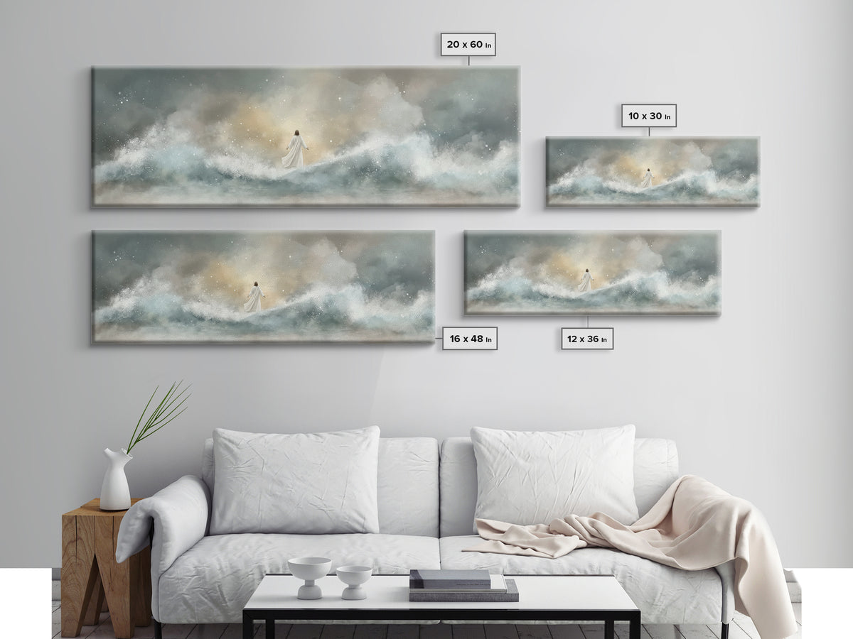 Eternal Wave Dawn – Framed Canvas Print – Christian Art Canvas – Panoramic Painting – Jesus Wall Art – Christian Art – Christian Gift