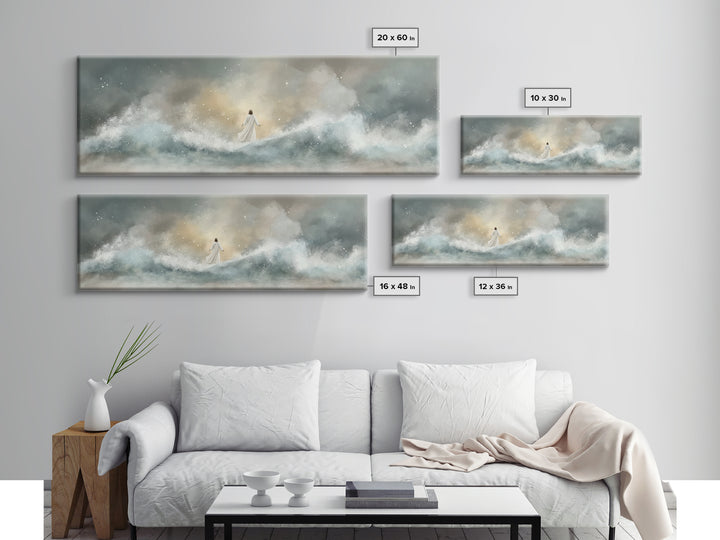 Eternal Wave Dawn – Framed Canvas Print – Christian Art Canvas – Panoramic Painting – Jesus Wall Art – Christian Art – Christian Gift
