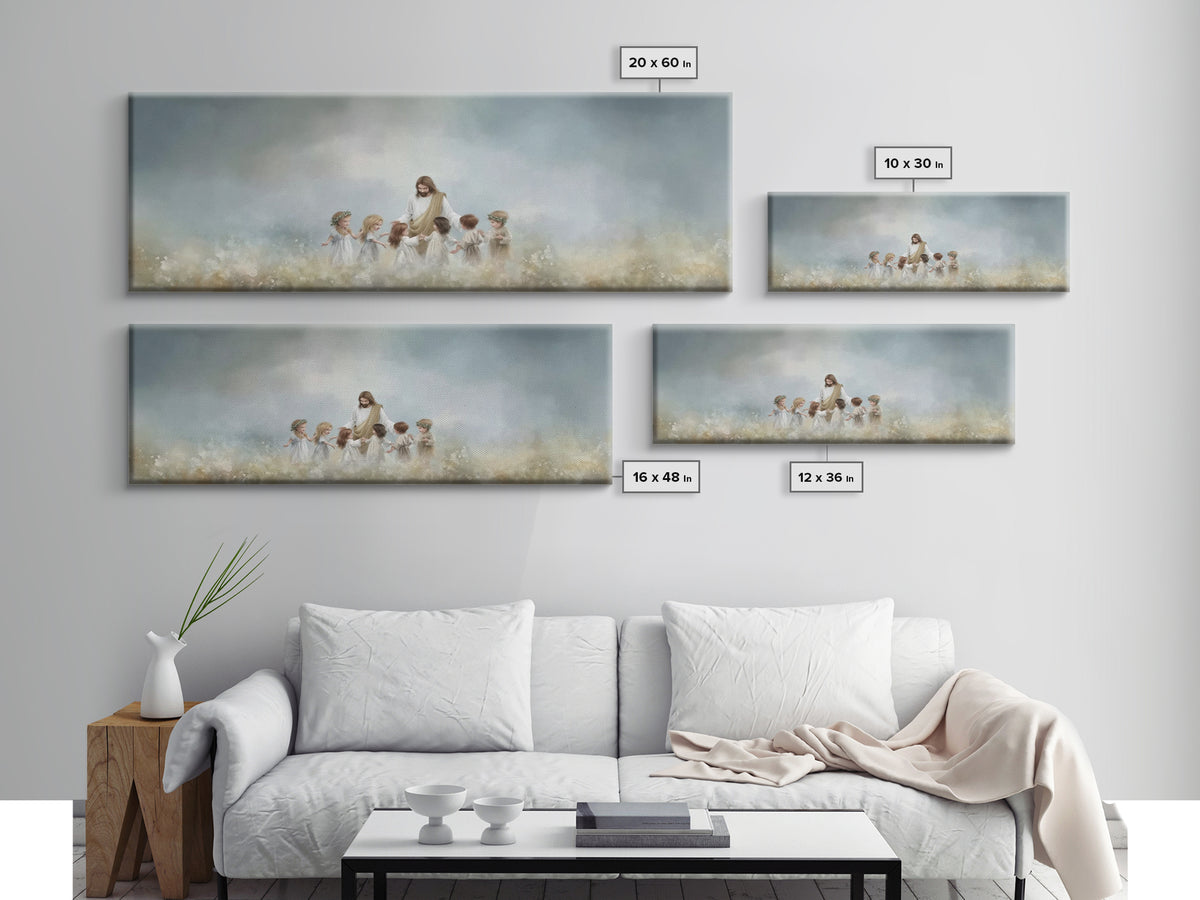 Circle Of His Love, Framed Canvas Print, Christian Wall Art, Jesus Painting, Panoramic Art, Christian Art Canvas, Christian Gift Ideas